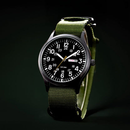 Armbanduhr Herren | Outdoor Militär Optik | Nylonarmband | Leuchtzeiger-Chaps Herrenmode