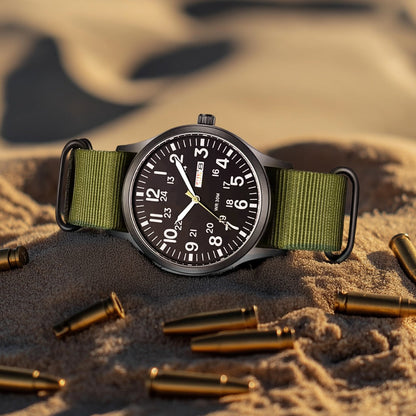 Armbanduhr Herren | Outdoor Militär Optik | Nylonarmband | Leuchtzeiger-Chaps Herrenmode