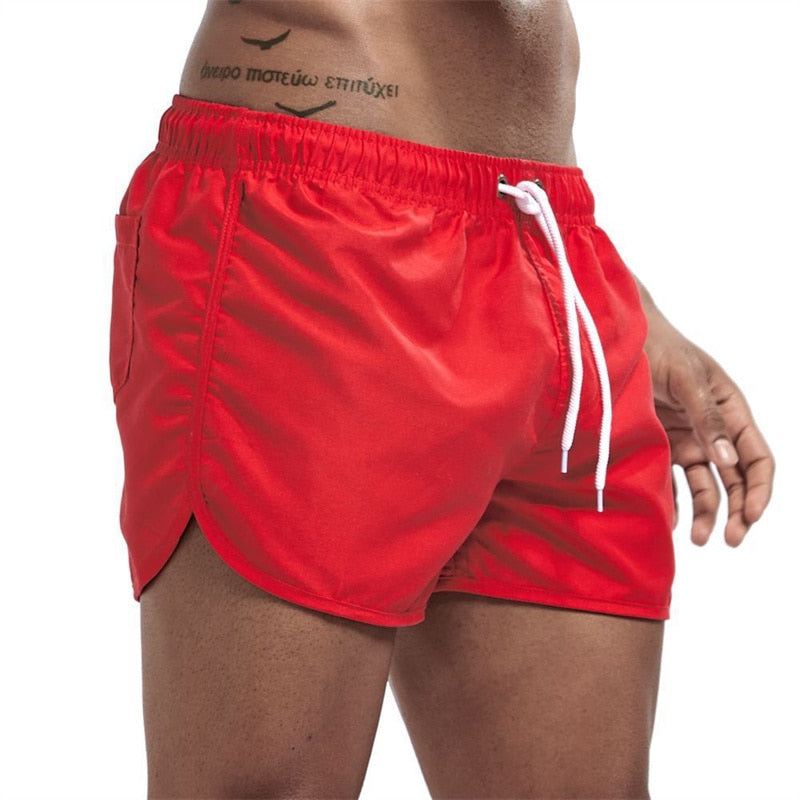Badehose Jannis | Bunte Badeshorts mit Kordelzug-Rot-S-Chaps Herrenmode