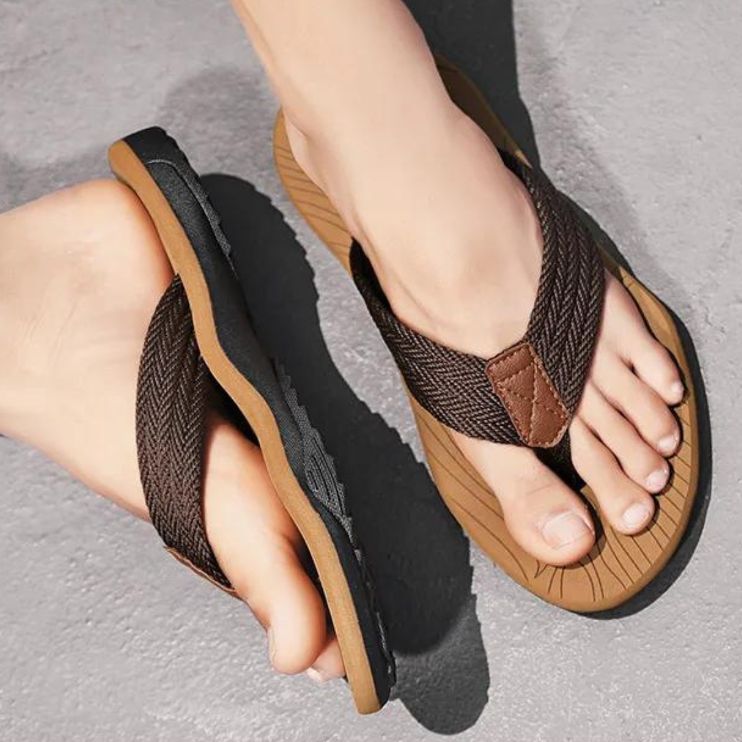 Badelatschen Timo | Bequeme Flip Flops für Herren-Braun-39-Chaps Herrenmode