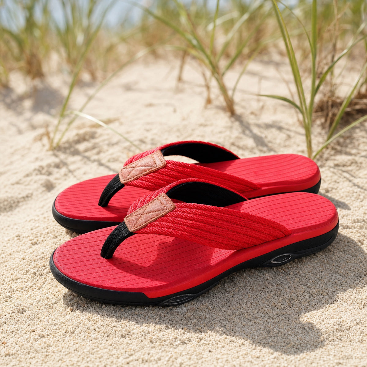 Badelatschen Timo | Bequeme Flip Flops für Herren-Rot-Schwarz-39-Chaps Herrenmode