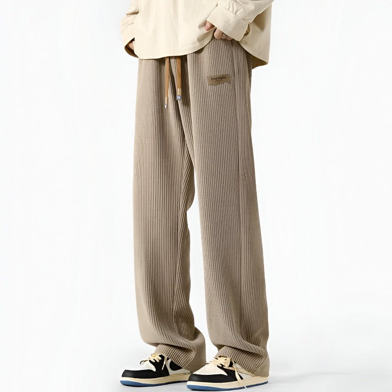 Baggy-Hose | Gerippt | Kordelzug | Jogginghose | Herrenhose-Beige-M-Chaps Herrenmode