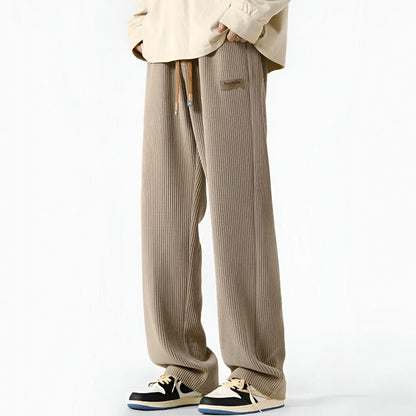 Baggy-Hose | Gerippt | Kordelzug | Jogginghose | Herrenhose-Beige-M-Chaps Herrenmode