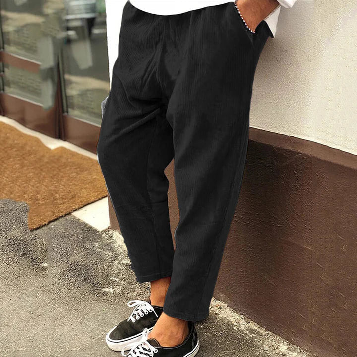 Baggy Pants | Cropped | Loose fit | Cordhosen | Herrenhosen-Schwarz-S-Chaps Herrenmode