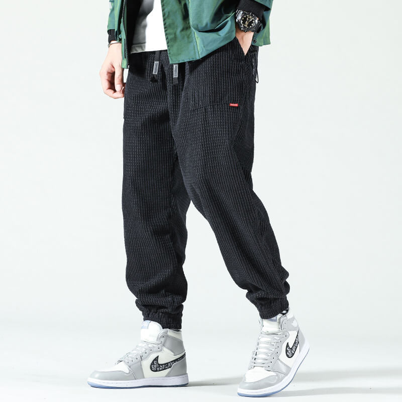 Baggy Pants - Herrenhose mit Kordelzug und lockerer Passform-Schwarz-XS-Chaps Herrenmode
