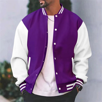 Baseballjacke - Casual - Druckknöpfe - Bomberjacke - Herrenjacke-Lila-S-Chaps Herrenmode
