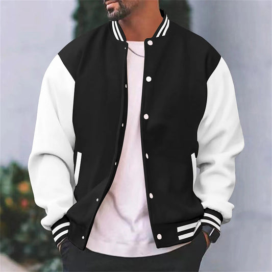 Baseballjacke - Casual - Druckknöpfe - Bomberjacke - Herrenjacke-Schwarz-S-Chaps Herrenmode