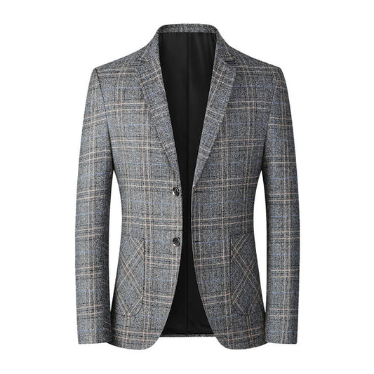 Blazer für Männer - Einreihig - Taschen - Karierter Blazer - Anzugjacke-Grau-XXS-Chaps Herrenmode