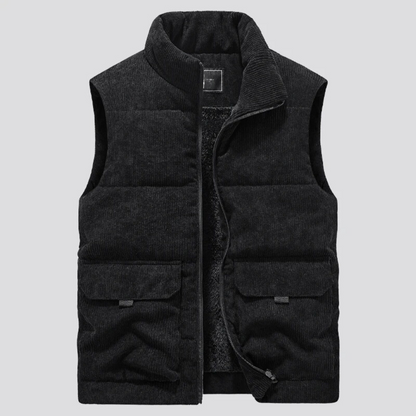 Bodywarmer | Cord | Gefüttert | Pufferweste | Herrenweste-Schwarz-M-Chaps Herrenmode
