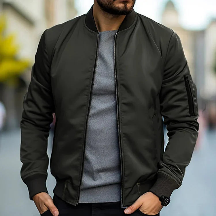 Bomberjacke – Lässige Zip-Jacke für Männer-Olivgrün-M-Chaps Herrenmode