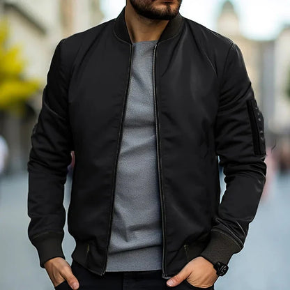 Bomberjacke – Lässige Zip-Jacke für Männer-Schwarz-M-Chaps Herrenmode
