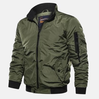 Bomberjacke - Lässige winddichte Herren-Zip-Up-Jacke mit Rippbündchen-Grün-S-Chaps Herrenmode