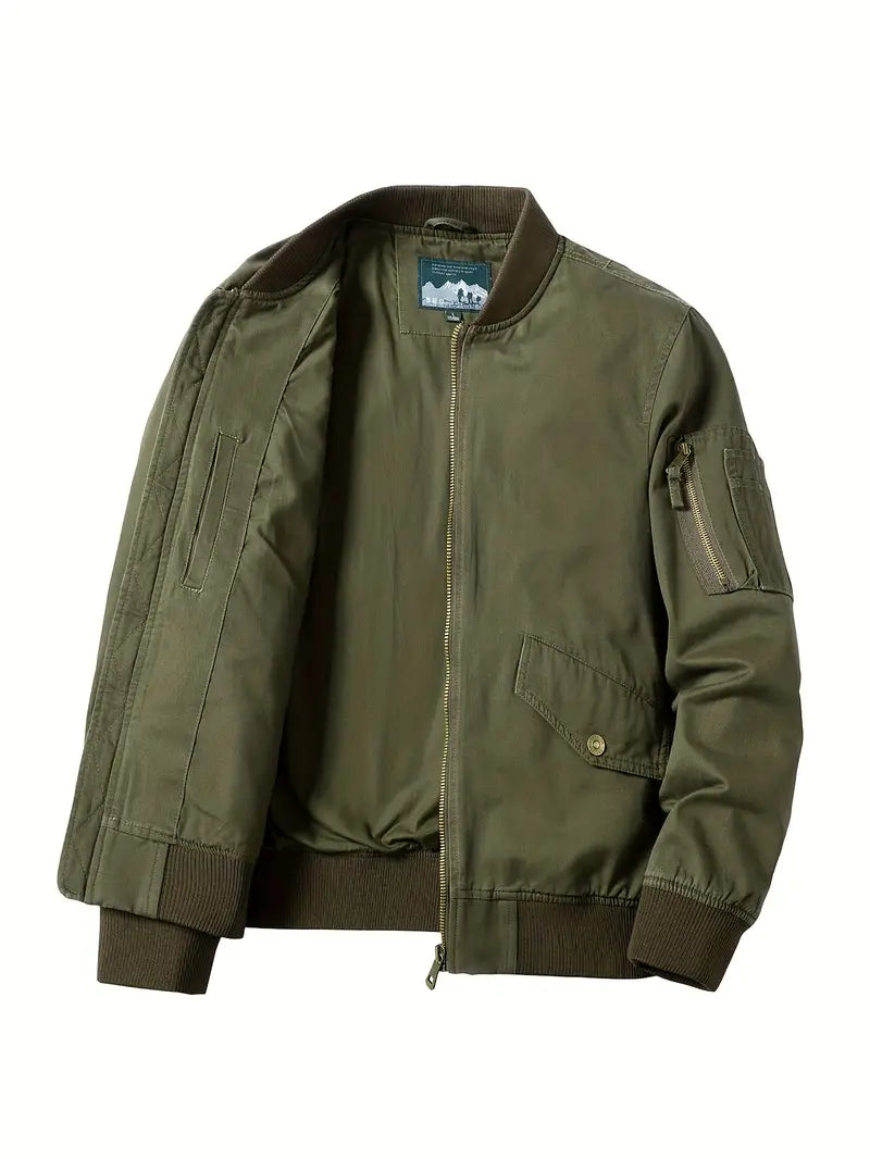 Bomberjacke – Leicht – Mit Reißverschluss – Winddicht – Herrenjacke-Armeegrün-M-Chaps Herrenmode