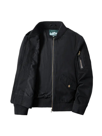 Bomberjacke – Leicht – Mit Reißverschluss – Winddicht – Herrenjacke-Schwarz-M-Chaps Herrenmode