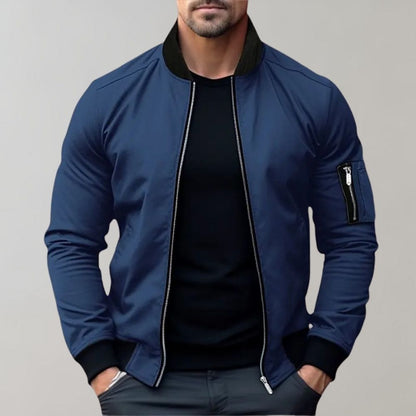 Bomberjacke – Leichte Herrenjacke mit Reißverschluss-Blau-S-Chaps Herrenmode