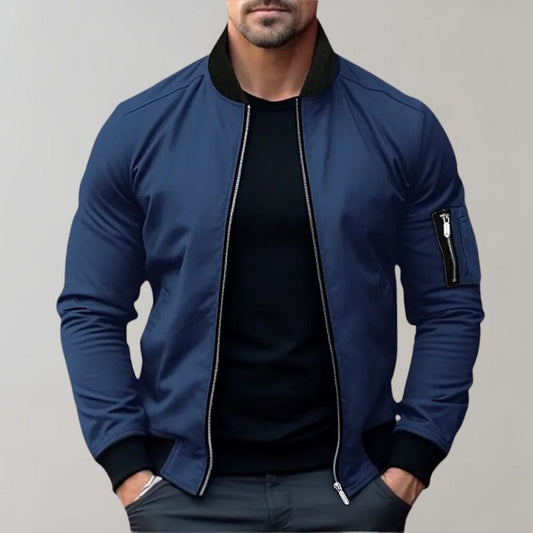 Bomberjacke – Leichte Herrenjacke mit Reißverschluss-Blau-S-Chaps Herrenmode