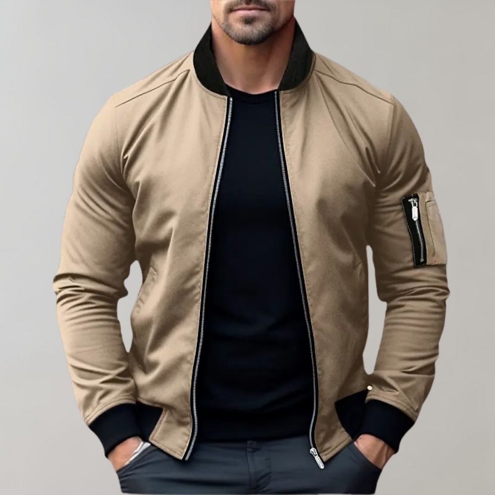 Bomberjacke – Leichte Herrenjacke mit Reißverschluss-Khaki-S-Chaps Herrenmode