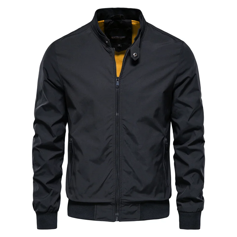 Bomberjacke – Leichte, winddichte Herrenjacke mit Reißverschluss-Schwarz-S-Chaps Herrenmode