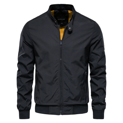 Bomberjacke – Leichte, winddichte Herrenjacke mit Reißverschluss-Schwarz-S-Chaps Herrenmode
