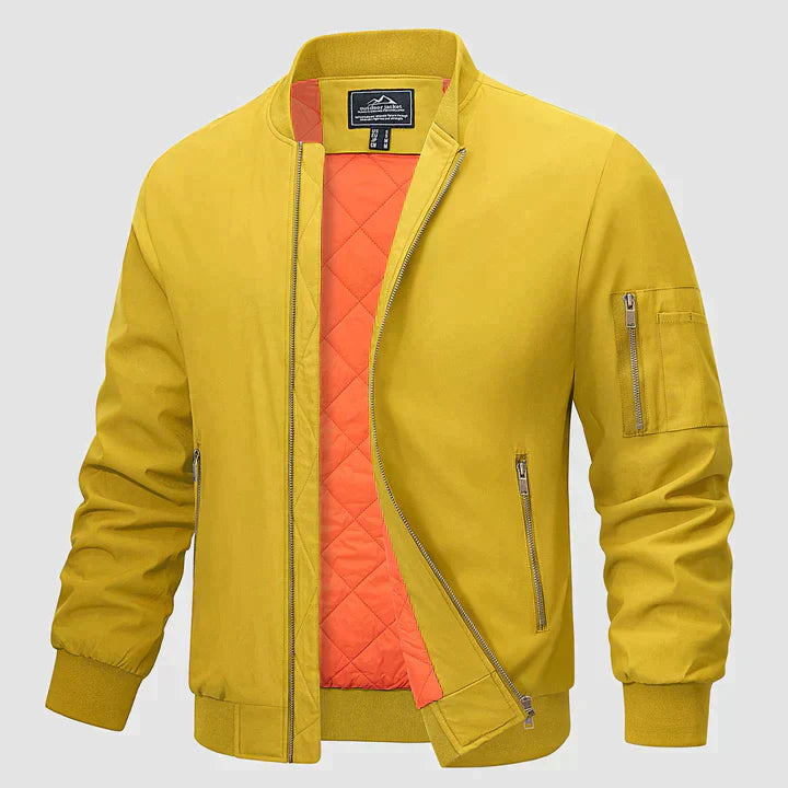 Bomberjacke | Reißverschluss | Leicht | Winddicht | Herrenjacke-Gelb-S-Chaps Herrenmode