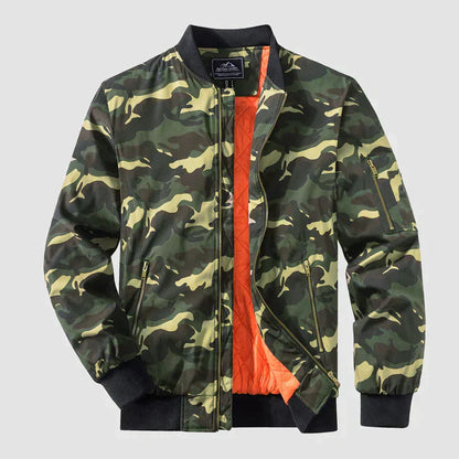 Bomberjacke | Reißverschluss | Leicht | Winddicht | Herrenjacke-Grüne Tarnung-S-Chaps Herrenmode