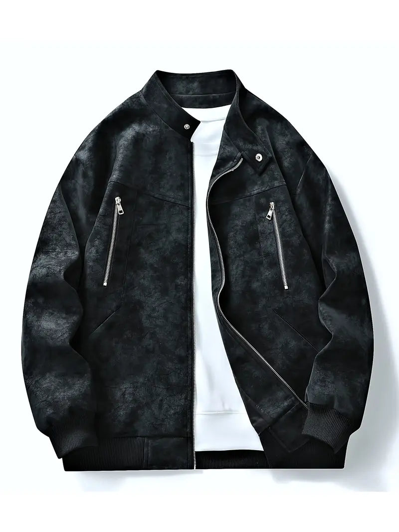 Bomberjacke | Reißverschluss | Lockere Passform | Herbstjacke | Herrenjacke-Schwarz-M-Chaps Herrenmode