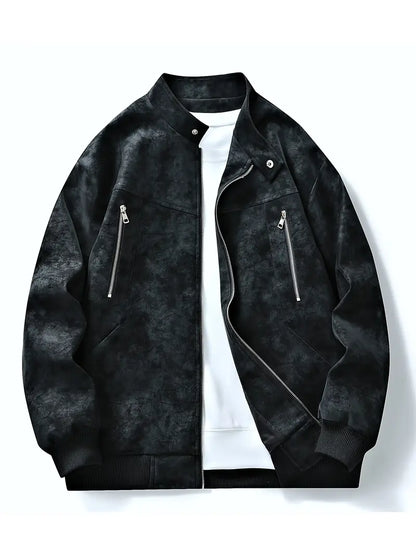 Bomberjacke | Reißverschluss | Lockere Passform | Herbstjacke | Herrenjacke-Schwarz-M-Chaps Herrenmode