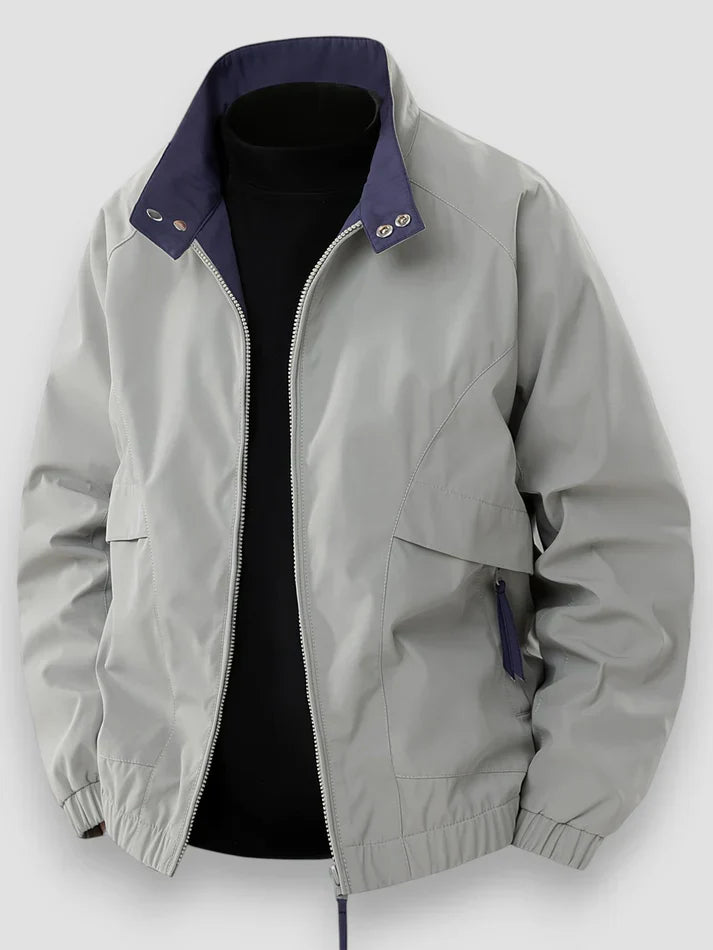 Bomberjacke | Reißverschluss | Lockere Passform | Übergangsjacke | Herrenjacke-Grau-S-Chaps Herrenmode
