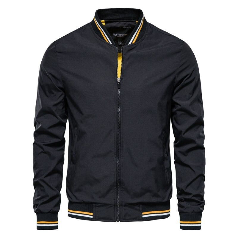 Bomberjacke | Reißverschluss | Schmale Passform | Herbstjacke | Herrenjacke-Schwarz-M-Chaps Herrenmode