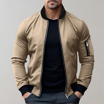 Bomberjacke | Reißverschluss | Winddicht | Leichte Jacke | Herrenjacke-Khaki-XS-Chaps Herrenmode