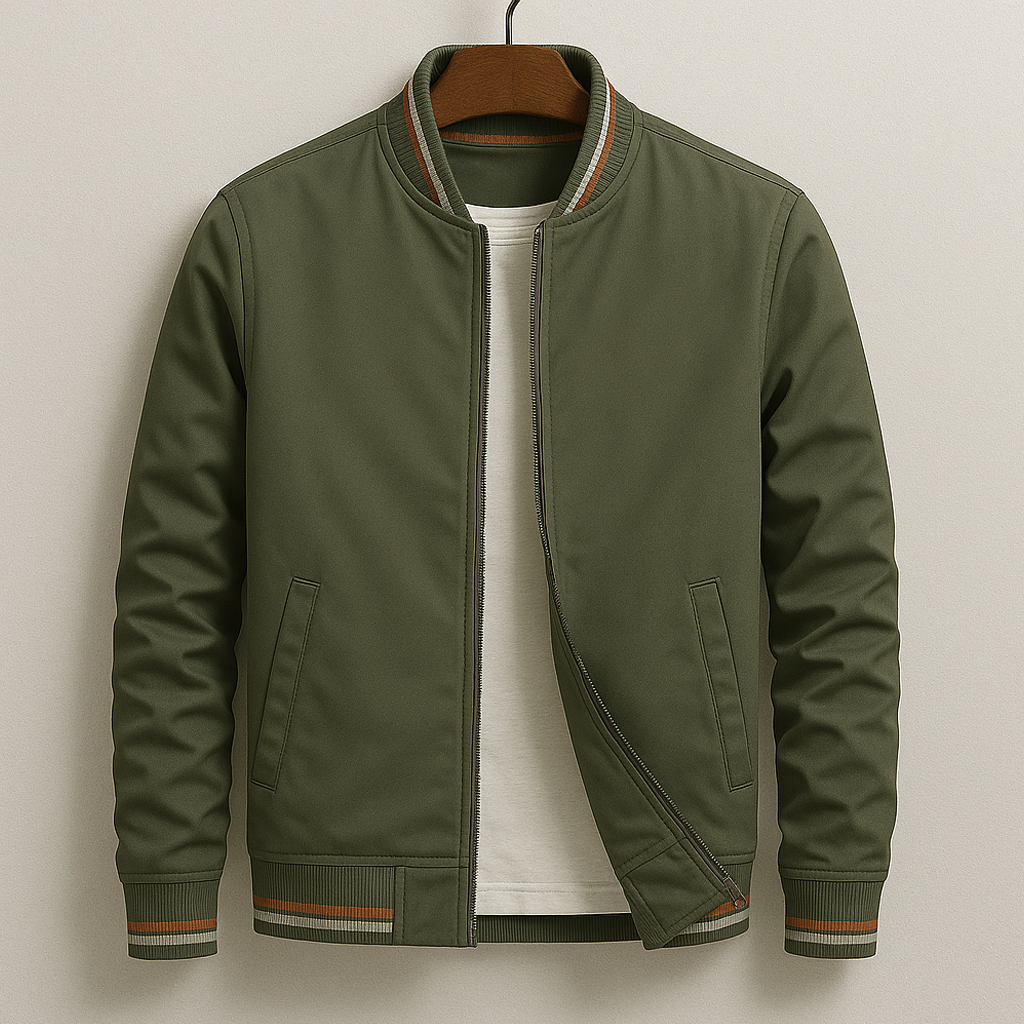 Bomberjacke | Reißverschluss | Winddicht | Übergangsjacke | Herrenjacke-Grün-XS-Chaps Herrenmode