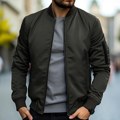 Bomberjacke – Slim Fit – Reißverschluss – Leichte Jacke – Herrenjacke-Olivgrün-S-Chaps Herrenmode