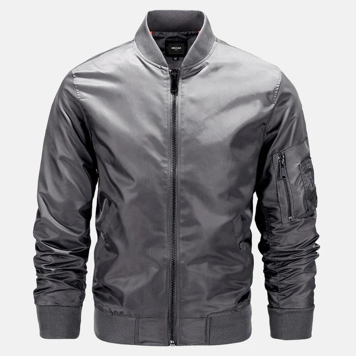 Bomberjacke - Zip-Up - Winddicht - Herbstjacke - Herrenjacke-Dunkelgrau-S-Chaps Herrenmode