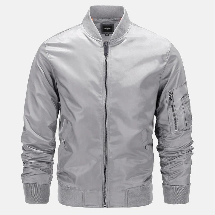 Bomberjacke - Zip-Up - Winddicht - Herbstjacke - Herrenjacke-Hellgrau-S-Chaps Herrenmode
