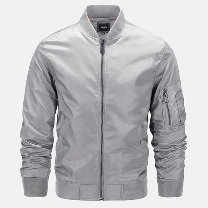 Bomberjacke - Zip-Up - Winddicht - Herbstjacke - Herrenjacke-Hellgrau-S-Chaps Herrenmode