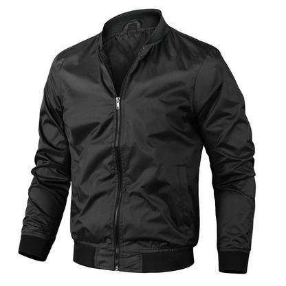 Bomberjacke – lässige Vintage-Herbstjacke mit Reißverschluss für Herren-Schwarz-S-Chaps Herrenmode