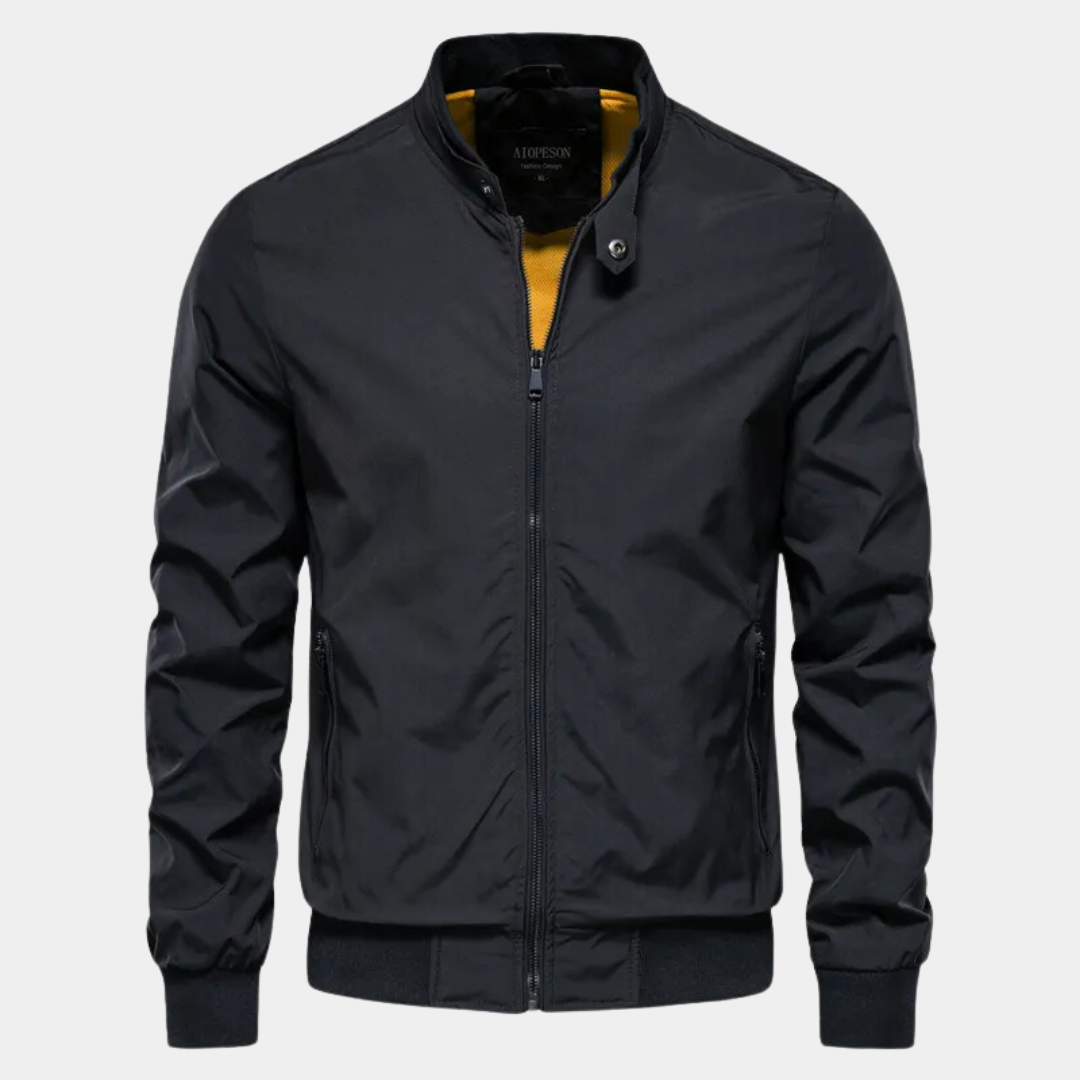 Bomberjacke – mit Reißverschluss – Herbst – Windjacke – Herrenjacke-Schwarz-S-Chaps Herrenmode