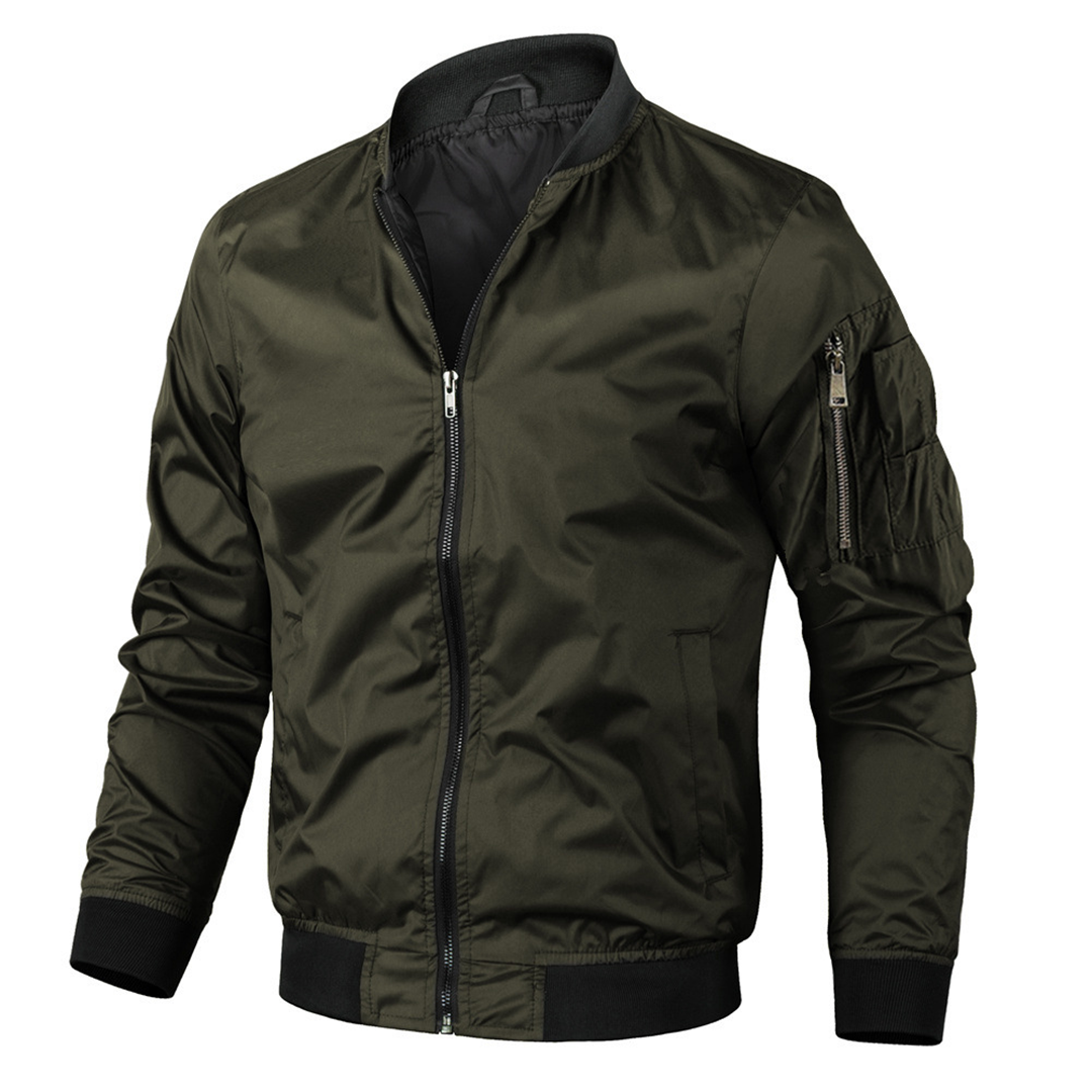 Bomberjacke – mit Reißverschluss – Polyester – Herbstjacke – Herrenjacke-Grün-S-Chaps Herrenmode