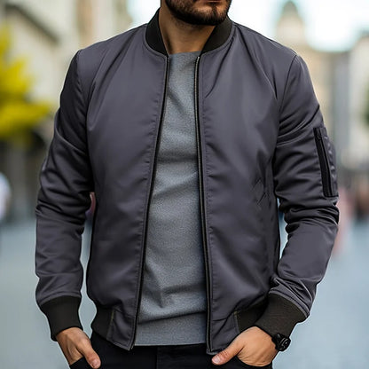 Bomberjacke – mit Reißverschluss – winddicht – leichte Jacke – Herrenjacke-Dunkelgrau-XS-Chaps Herrenmode
