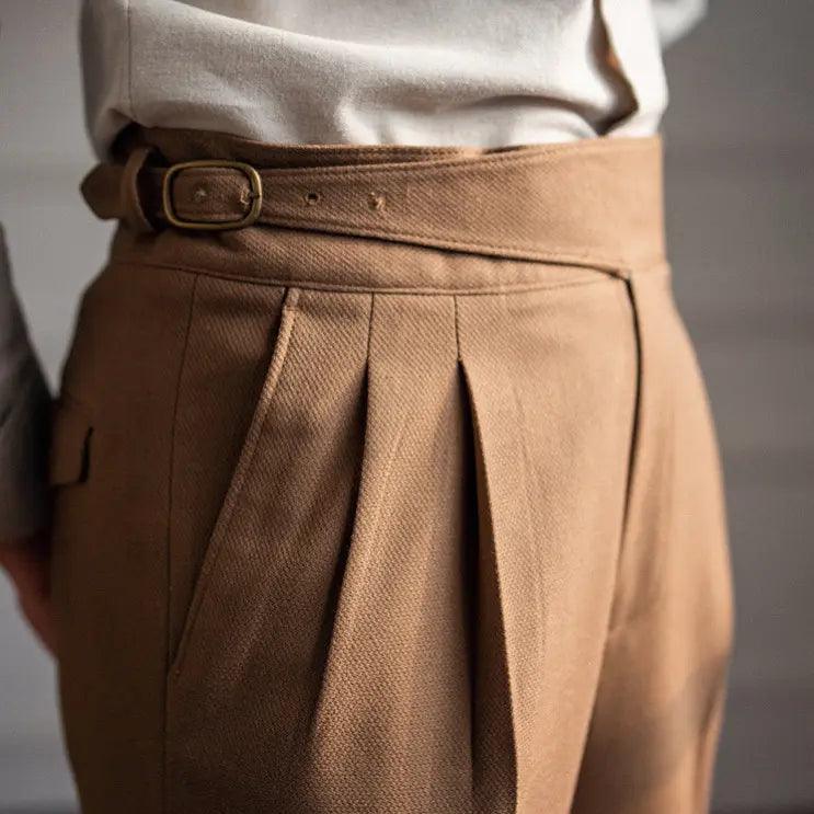 Bundfaltenhose | Verstellbare Taille | Modisch | Schlabberhose | Herrenhose-Chaps Herrenmode