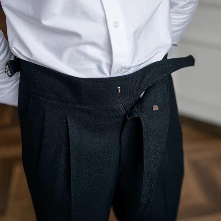 Bundfaltenhose | Verstellbare Taille | Modisch | Schlabberhose | Herrenhose-Chaps Herrenmode