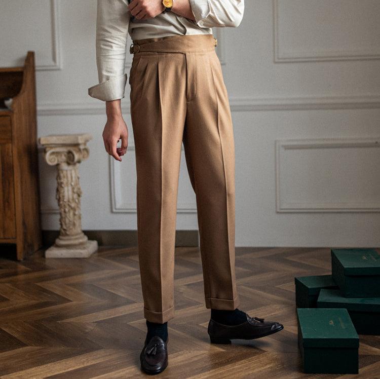Bundfaltenhose | Verstellbare Taille | Modisch | Schlabberhose | Herrenhose-Khaki-28-Chaps Herrenmode