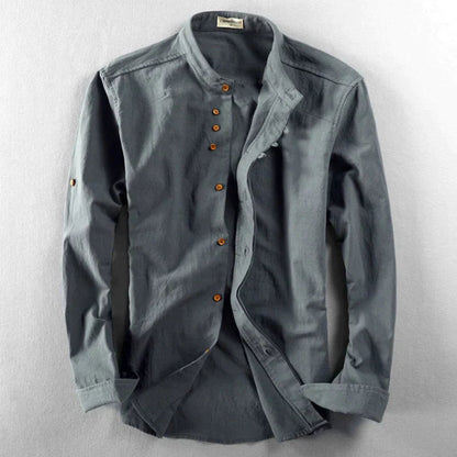 Button-Up Hemd | Klassisch | Japanischer Stil | Langarm | Herrenhemd-Holzkohle-S-Chaps Herrenmode