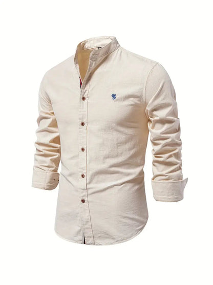 Button-Up Hemd | Langarm | Klassisch | Anzughemd | Herrenhemd-Aprikose-XS-Chaps Herrenmode