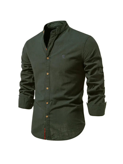Button-Up Hemd | Langarm | Klassisch | Anzughemd | Herrenhemd-Armeegrün-XS-Chaps Herrenmode