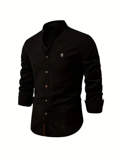 Button-Up Hemd | Langarm | Klassisch | Anzughemd | Herrenhemd-Schwarz-XS-Chaps Herrenmode