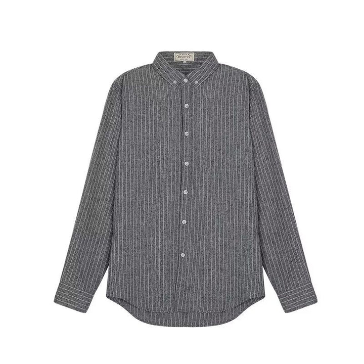 Button-Up Hemd - Langarmhemd mit Kragen für Männer-Grau-M-Chaps Herrenmode