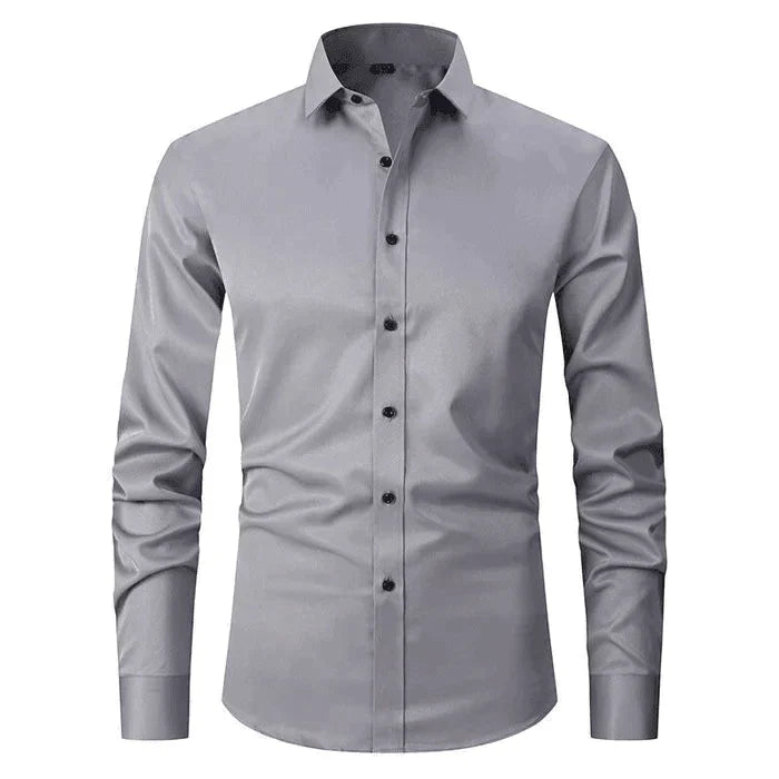 Button-Up Hemd - Stretch - Knitterfrei - Oxford Hemd - Herrenhemd-Grau-weiß-XS-Chaps Herrenmode