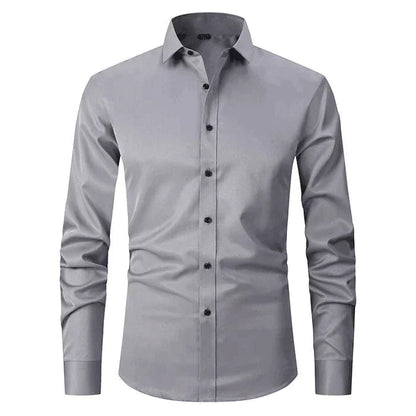 Button-Up Hemd - Stretch - Knitterfrei - Oxford Hemd - Herrenhemd-Grau-weiß-XS-Chaps Herrenmode