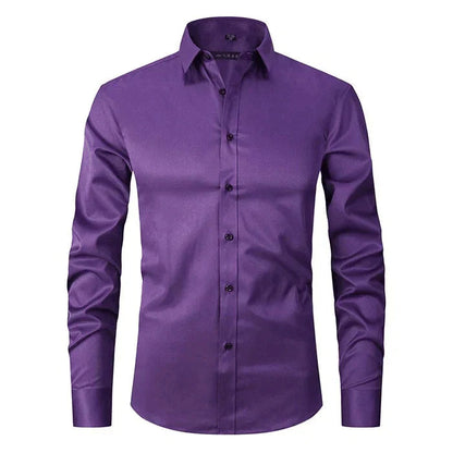 Button-Up Hemd - Stretch - Knitterfrei - Oxford Hemd - Herrenhemd-Lila (Schwarzer Knopf)-XS-Chaps Herrenmode